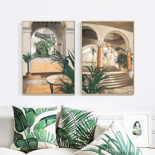 Pastoral green leaves of indoor landscape canvas printings oil painting printed on cotton home wall art decoration pictures