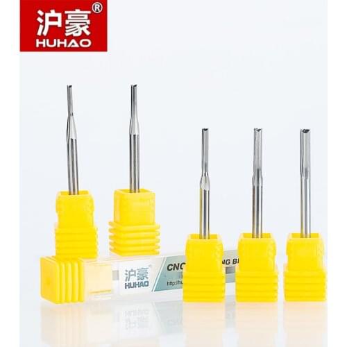 HUHAO 1pc 3.175mm Two Flutes Straight router bits for wood CNC Straight Engraving Cutters Carbide Endmills Cutting Milling Tools