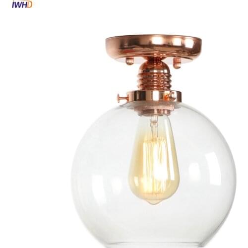 IWHD Industrial Decor Glass Ball Ceiling Lights Living Room Porch Plafon LED Edison Loft Vintage Ceiling Lamps Lamparas De Techo