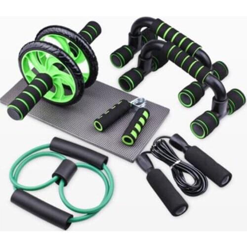 Joshock Home Health Wheel Sports Equipment Abdomina Muscle Training Fitness Roller AB Wheel Push Ups Rope Skipping Grip Set