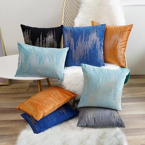 Creative European Style Hot Drilling Flannel Pillow Light Luxury Style Living Room Sofa Hotel Bedside Cushion