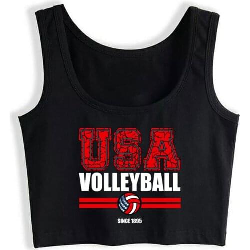 Crop Top Female USA Volleyball Sports Kawaii Inscriptions Custom Tank Top Women