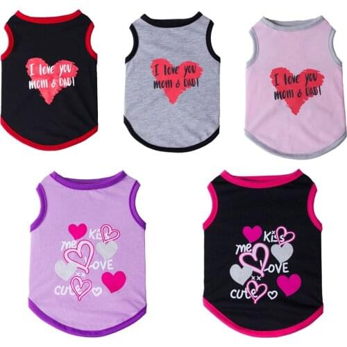 Love Heart Print Small Dog Clothes Summer Cotton Pet Cat Sleeveless Vest Pet Clothing
