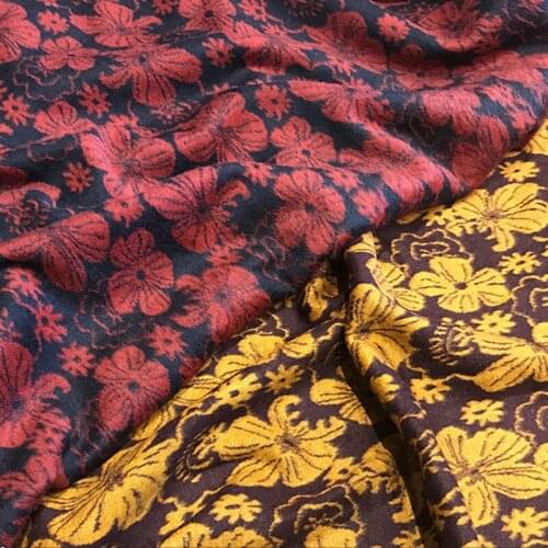 Small Floral Knitted Wool Jacquard Dress Australian Cashmere Fabric for Womens Clothing Dresses Europe America Style Cloth