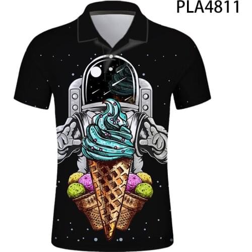 New Summer Astronaut Starry Sky Polo Homme 3D Printed Shirts Men Fashion Camisas Harajuku Cool Short Sleeve Casual Hombres Ropa