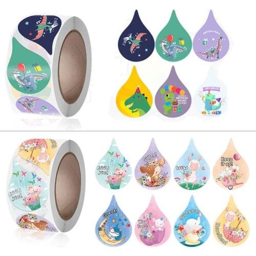 500Pcs 2.5cm Children Reward Stickers Motivational Roll Adhesive Cute Animal Label Coated Paper Birthday Party Gift Decorations
