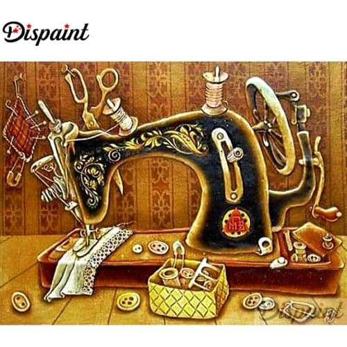 Dispaint Full Square/Round Drill 5D DIY Diamond Painting "Sewing machine" Embroidery Cross Stitch 3D Home Decor A12666