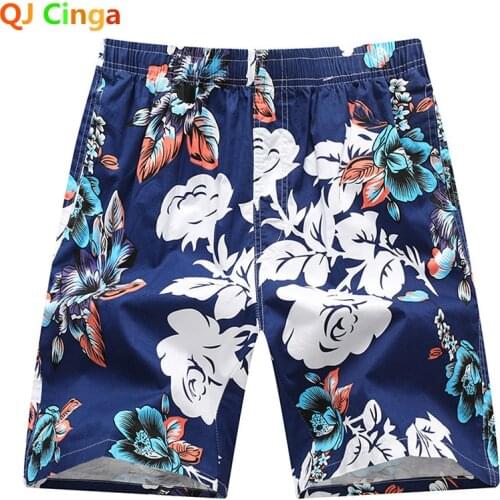 New Summer Printed Cotton Shorts, Mens Lace up Beach Shorts, Men Loose Large Size Slacks S-5XL 6XL