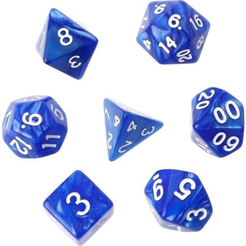 New 7Pcs Polyhedral Dice White Numbers For Dragon Pathfinder D20 D12 2xD10 D8 D6 D4