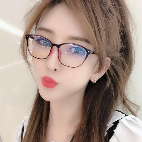 Cat Eye Glasses Frame Women Fashion Ultra Light Transparent Optical Eyeglasses Flat Clear Lens Eyewear Black Purple White