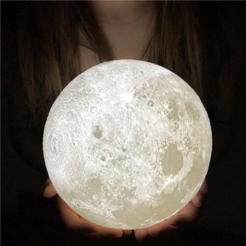 3D Print Moon Lamp Rechargeable 2 Color Change LED Touch Switch Figure Moon Night Cosplay Bedroom Home Decor