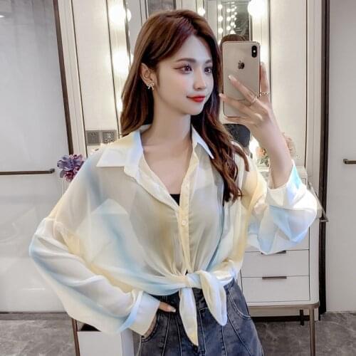 Rainbow Shirts Women Oversize Boho High Street Bf Thin Retro Plus Size Womens All-match Sunproof Summer Holiday Beach Blouses