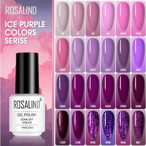 ROSALIND Nail Polish Ice purple Serise Nail Art All for Manicure Need UV LED Base Top coat Primer Gel Varnish hybrid Gel polish
