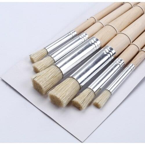 Painting Art Wooden Handle acrylic painting Paint Pen 6Pcs/set Multi-function Nature Color Bristle Hair for Drawing supplies