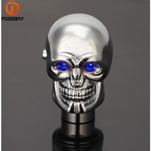 POSSBAY Coche LED Eyes Skull Head Car Gear Shift Knob Shifter Lever Universal Gear Handle Knob Fit for Manual Transmission Drive