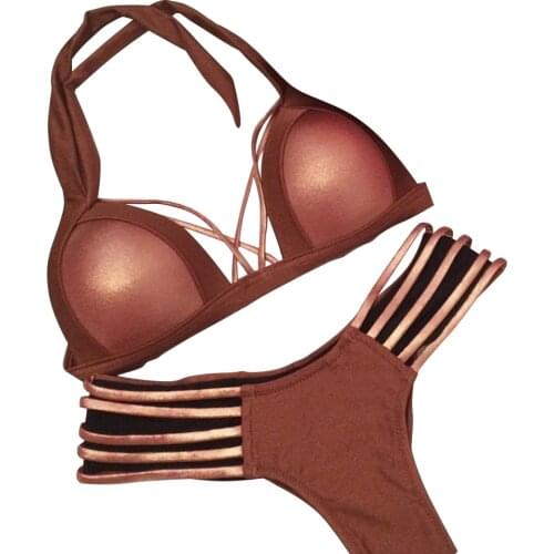 Low Waist Sexy Bikini Split Style Hot Stamping Fabric Stitching Swimwear European And American Fashion Beachwear Summer Swimming