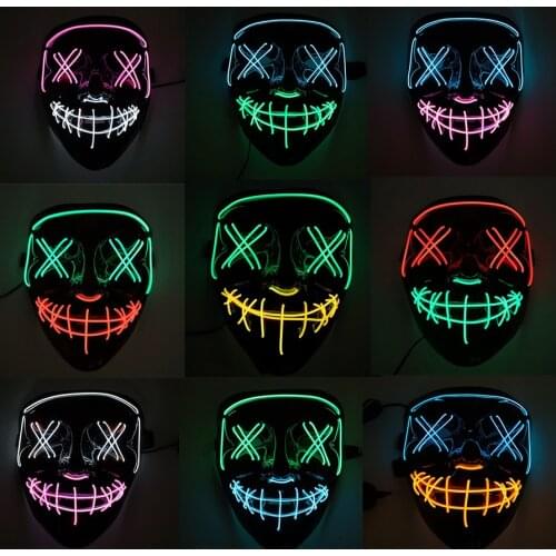 2020 Halloween LED Mask Purge Masks Election Masque Costume DJ Party Light Up Masks Glow In Dark Funny Cosplay Payday Masks