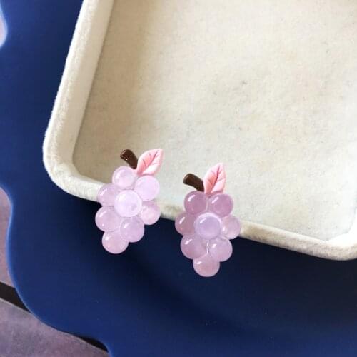 TIMEONLY Sweet Purple Color Grape Drop Earrings for Women Resin Arcylic Fruit Statement Dangle Earrings Korean Japan Jewelry