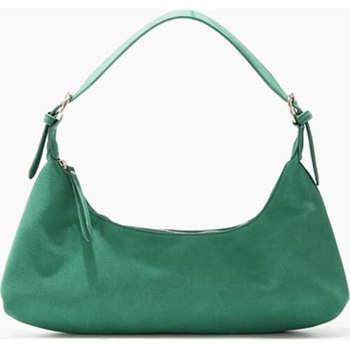 Vintage suede green underarm bag single shoulder bag