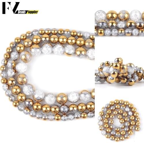 Factory Price Gold Plated Cracked Flower Crystal Beads For Jewelry Making Needlework Diy Bracelet Necklace 6/8/10/12mm