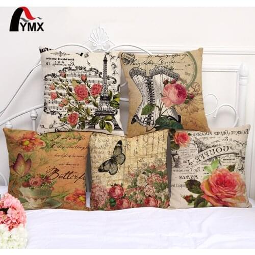18" French Country Butterfly Flower Cotton / Cotton Pillowcase European Style Car Cushion Cover Wholesale New Sofa Pillowcases