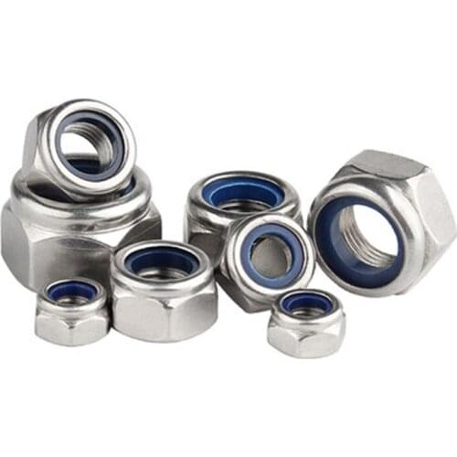 20pcs M2 M2.5 M3 M4 M5 M6 M8 M10 Stainless Steel 304 External Hex Anti-Loose Nuts Nylon Ring Self-Locking Non-Slip Hexagon Nut