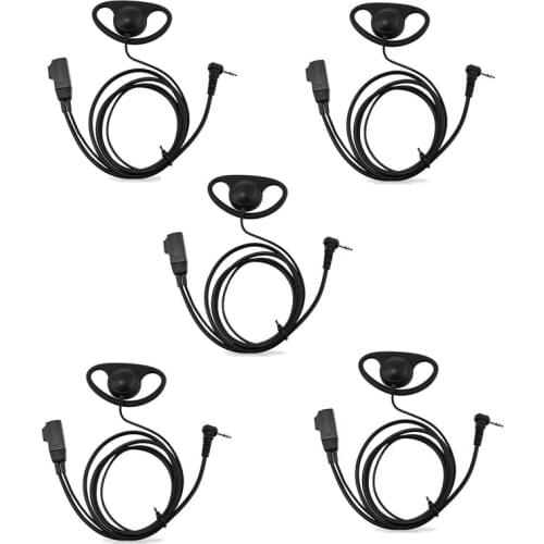 5PCS 1 Pin 2.5mm FBI Earhook D Type Headset PTT Mic for Motorola TLKR T5 T7 T60 T80 MR350R T5428 FR50 XTR446 MR350R T6500 Radio