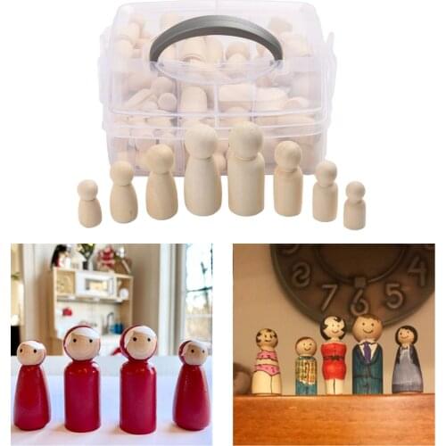 50x Blank Peg Doll Wooden Arts DIY Figures Pieces Crafting Making Dolls