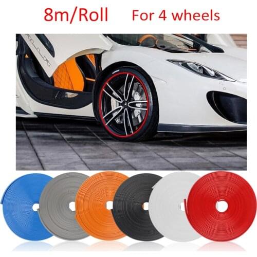 8M/Roll Car Styling Wheel Rim Protector for 4 Wheels Decor Strip Rubber Moulding Trim Anti Scratch Strip Vehicle Tire Guard Line