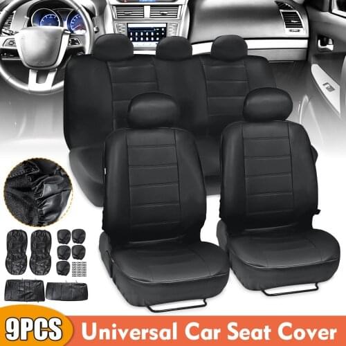 9pcs/Set PU Leather Car Seat Cover Set Front Rear Automobile Protector Cushion Universial For 5 s Truck SUV Auto