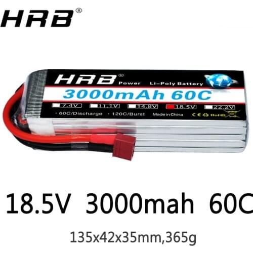 HRB 5S 18.5V Lipo Battery 3000mah XT60 T Deans EC5 XT90 XT90-S Female RC FPV Airplanes Quadcopter Heli Drone Car Boat Parts 60C