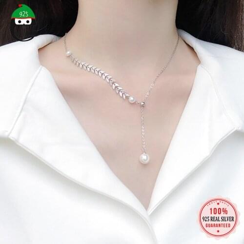 ElfoPlataSi Real 925 Sterling Silver Necklace Cute Linked Beads Chain Pendant Gift For Women Birthday Party Fine Jewelry DS2023