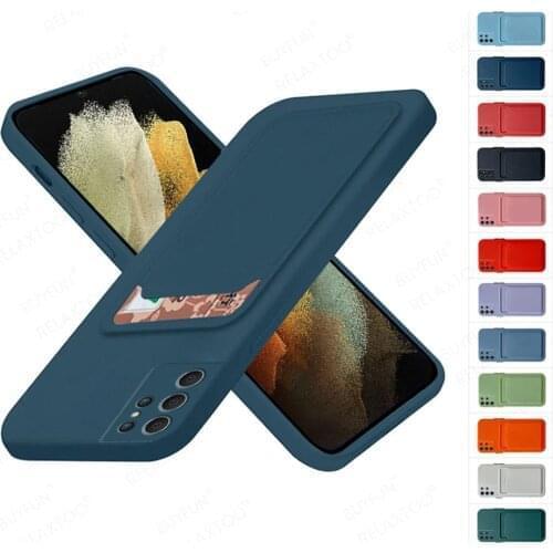 Plain Soft TPU Case For Samsung Galaxy S21 FE 5G S 21 Ultra Plus S21Ultra S21FE Camera Shockproof Card Wallet Phone Cover Fundas