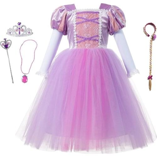Girl Rapunzel Dress Kids Fancy Tangled Princess Dresses for 3-10 Years Girl Clothes Children Birthday Cosplay Cinderella Costume
