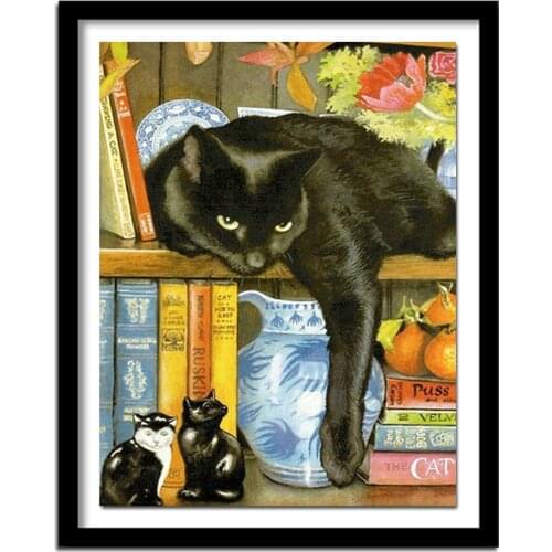 DIY 5D Diamond Animal Handicraft Diamond Embroidery Sale Book Cat Full Round Drill 40x50 Kit Decoration