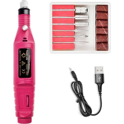 Electric Drill Nail File Acrylic Art File Manicure Pedicure Portable Machine Kit Usb Charging Nail Drill Bit