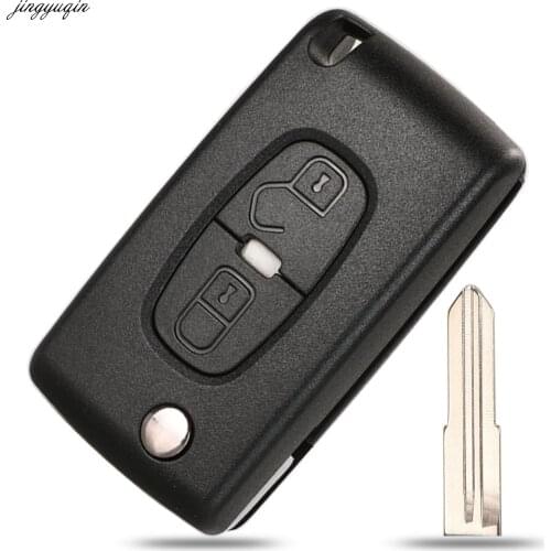 Jingyuqin Flip Remote Car Key Case Shell For Peugeot 4007 ET 4008 Citroen C-Crosser C4 Aircross 2 Button Fob MIT11R Blade CE1731