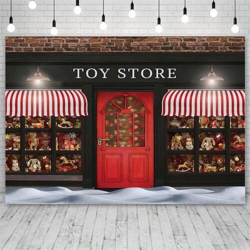 Avezano Photo Backdrop Winter Merry Christmas Snow Toy Store Teddy Bear Bunny Decoration Kid Photography Background Photo Studio