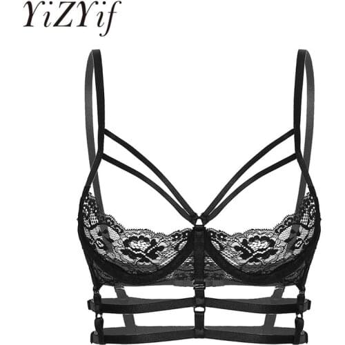 Classic Black White Sexy Bra Lace Bandage Lingerie Women Unlined Underwired Underwear Adjustable Spaghetti Strap Bikini Top