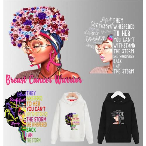 Beauty African Girl Patches Thermal Stickers On Clothes Heat Transfer DIY T-shirt Iron on Patches Appliques Heat Transfer vinyl