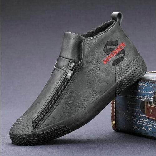 Fashion Casual Male fur Shoes Ankle Boots Winter Snow Shoes Brand Men Winter Warm Snow Boots For Men A21-92