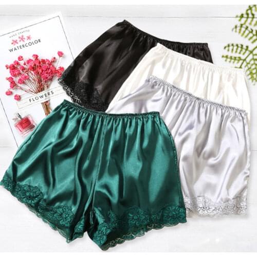 2020 Plus Size Satin Kitten Silky Elastic Waist Women Men Home Sleep Tracksuit Bottom Short Pants Pajama Nightwear Shorts