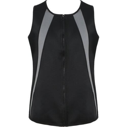 Men Zipper Front Casual Tank Workout Fitness Vest Sleeveless Shapewear Solid Color Gym Sport Corset Exercise Lingerie Crop Tops