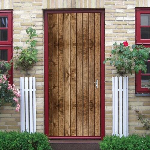 Retro Wooden Door Sticker Living Room Bedroom Renew Peel & Stick Waterproof Wallpaper Home Design Vinyl Poster Mural deursticker