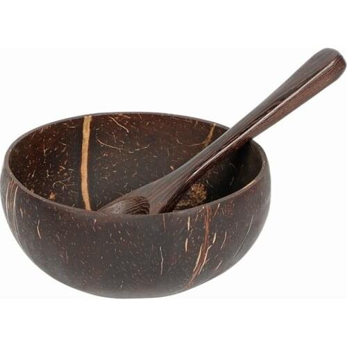 Natural Coconut Shell Bowl Spoon Set Coconut Bowl Fruit Salad Bowl Rice Noodle Soup Bowls Wooden Container Kitchenware Tableware