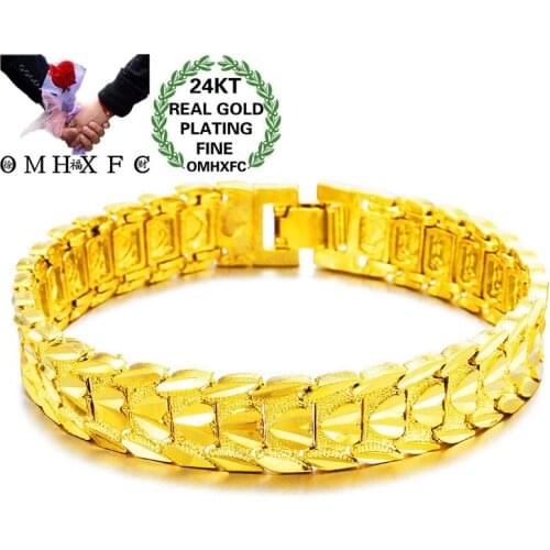 OMHXFC Jewelry Wholesale BE433 European Fashion Fine Woman Man Party Birthday Wedding Gift Watch Chain 24KT Gold Bracelet Bangle