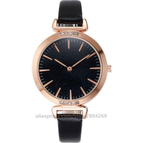 Wholesale High Quality 8730 Diamond Women Wristwatch Fashion Women Without Logo Graduated Leather Watch
