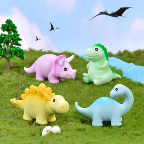 Resin Dinosaur Cake Toppers Miniature Dino Toy Figurines Collection Playset for Succulent Planter Moss Landscape DIY Decoration