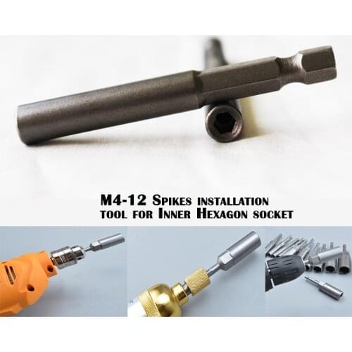 M4 Tires Studs Install Tools Screw Snow Spikes Install Hexagon socket Tool for Tyres Chains Studs Electric drill 4mm Inner Diam