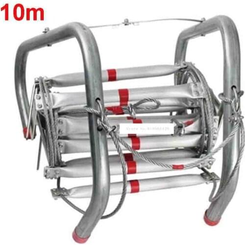 New 10m Folding Soft Ladder Fire Rescue Equipment Escape Ladder Life-saving Ladder Aluminum Alloy Wire Rope Ladder for Climbing